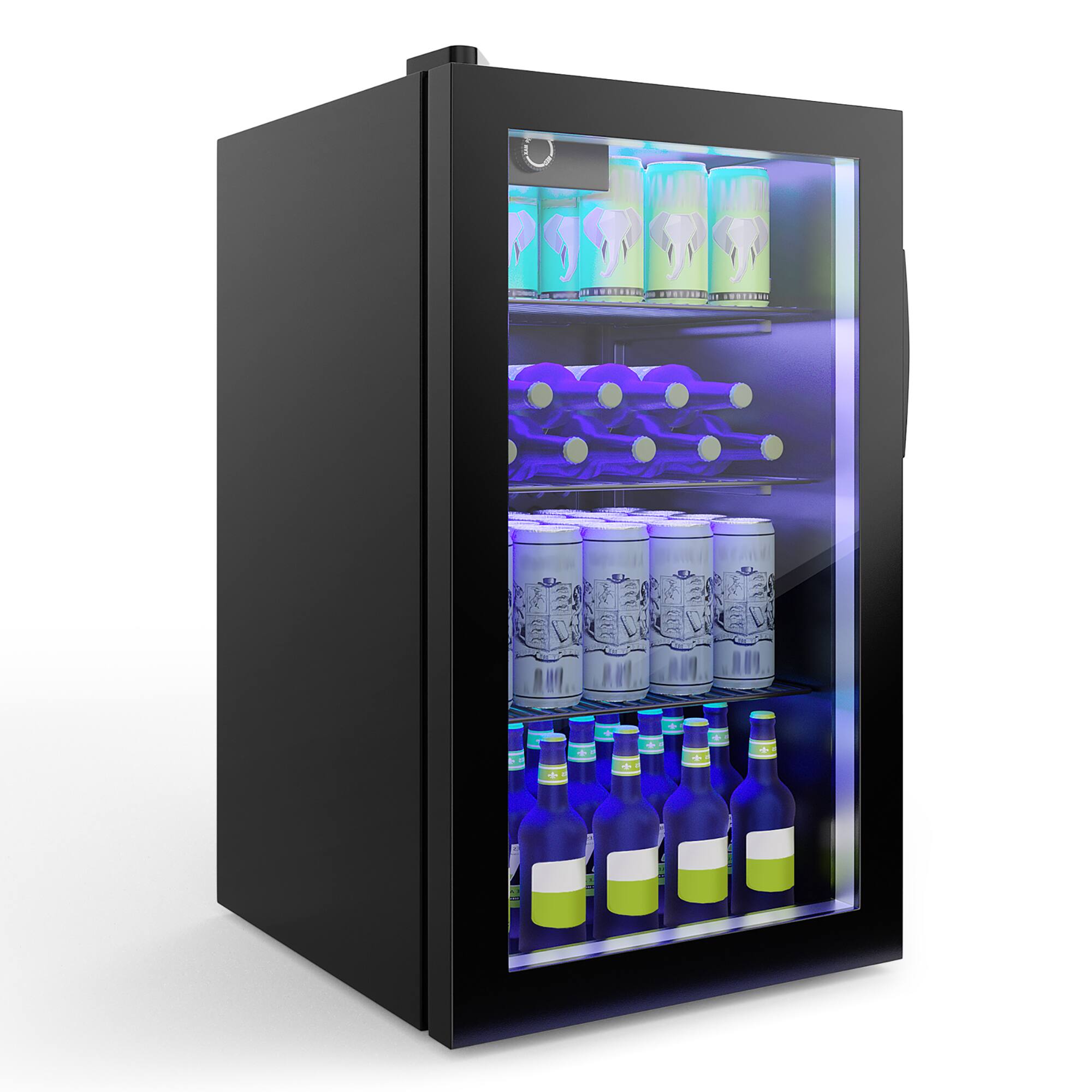 Alt View 1. Costway - 120 Can Beverage Refrigerator Beer Wine Soda Drink Cooler Mini Fridge - Black.