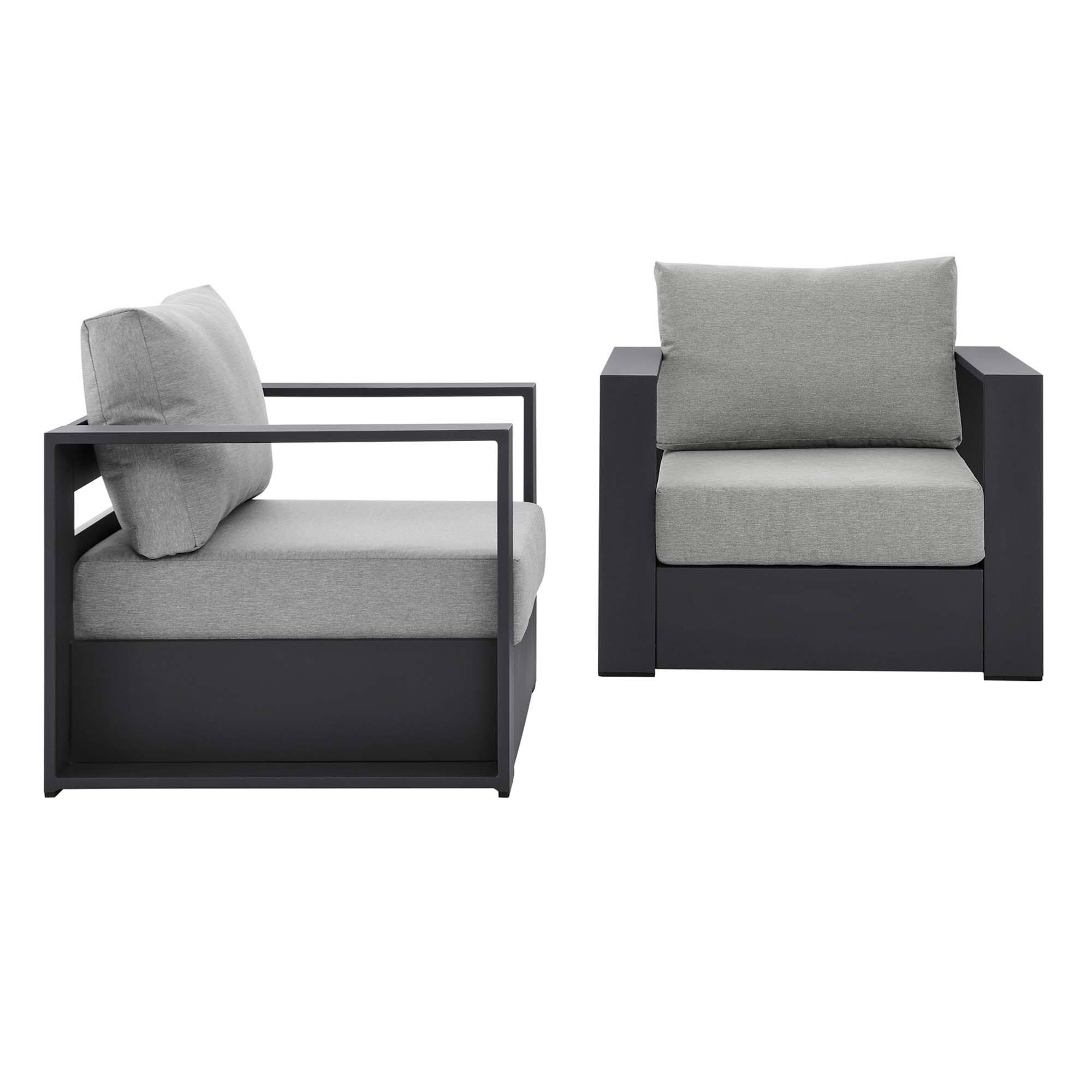 Left. Modway - Tahoe 2-Piece Outdoor Patio Powder-Coated Aluminum Armchair Set by Modway - Gray Gray.