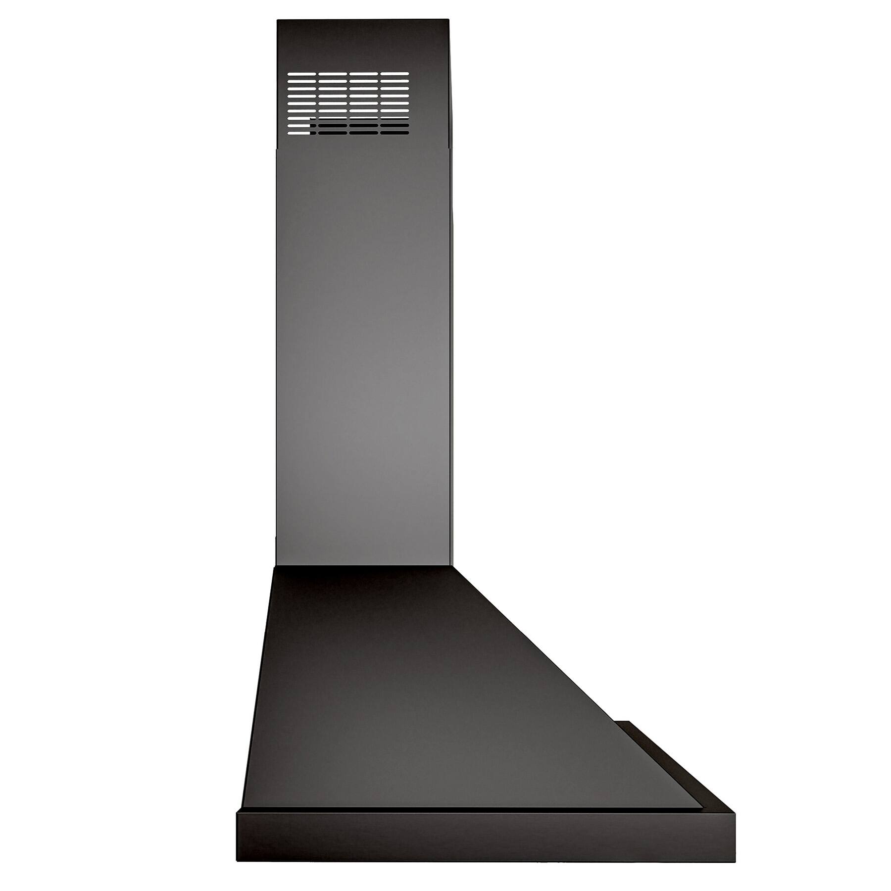 Left. Onefly - 36 inches - Convertible - Wall Mount Range Hood - Black Stainless Steel.