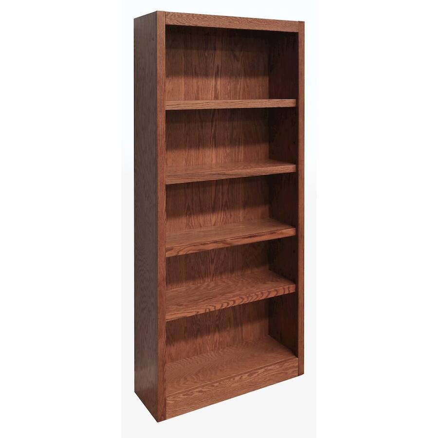 Single Bookcase Concepts in Wood Single Wide Bookcase 5 Shelves Dry Oak Finish Brown ...