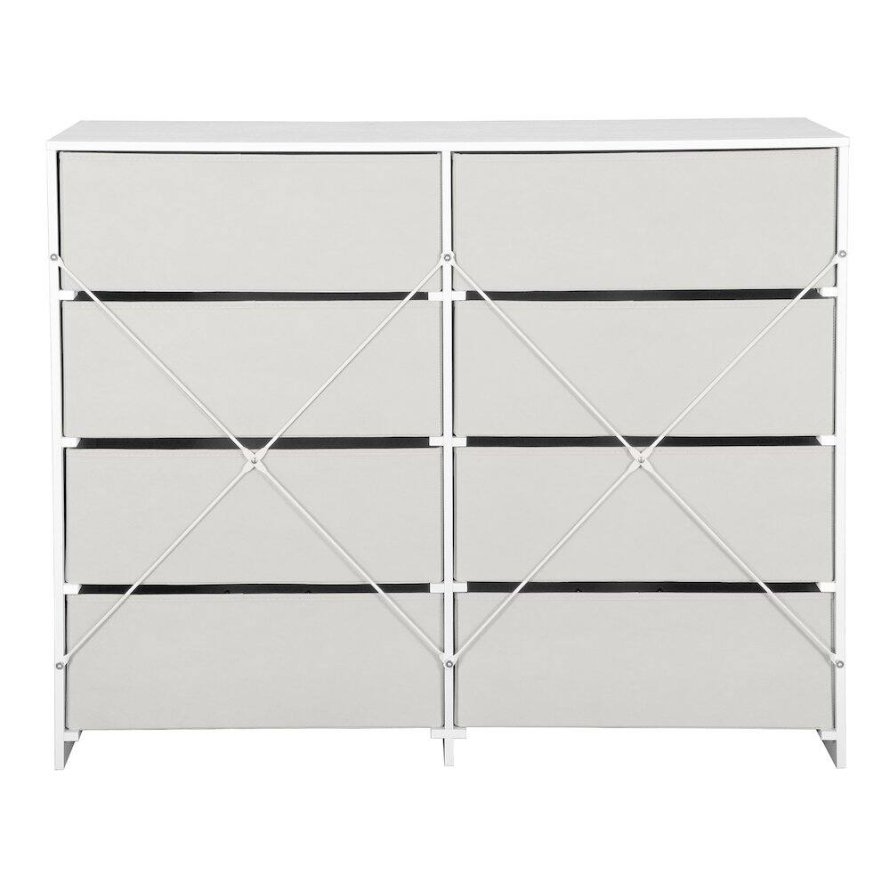 Alt View 3. Techni Home - 8-Drawer Dresser with Large Fabric Drawers, White - White.