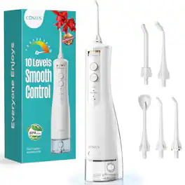 COSLUS - E40 Portable Water Flosser, 10 Pressure Settings, Rechargeable, Cordless, for Travel