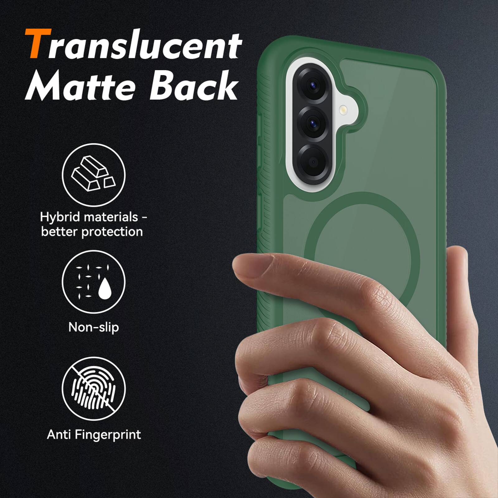 Translucent Matte Back

Hybrid materials - better protection

Non-slip

Anti Fingerprint