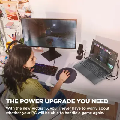 HP - Victus 15.6" 144Hz Full HD Gaming Laptop - AMD Ryzen 7 7445HS - 16GB Memory - NVIDIA GeForce RTX 4050 - 512GB SSD - Mica Silver