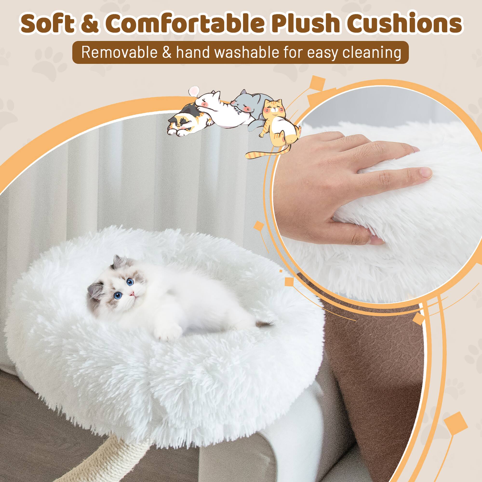 Soft & Comfortable Plush Cushions  
Removable & hand washable for easy cleaning