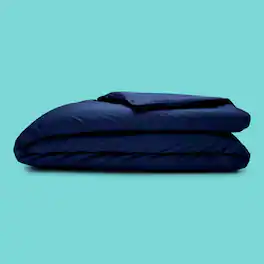 Sleepgram - Supima 400 Thread Count Cotton Duvet Cover with Travel Bag, King, Blue - Dark Blue