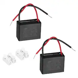 Unique Bargains - 2pcs 2.5uF CBB61 Ceiling Fan Capacitor, AC 450V 2 Wires with Terminal Blocks for Pump Motor Generator Blower - Black