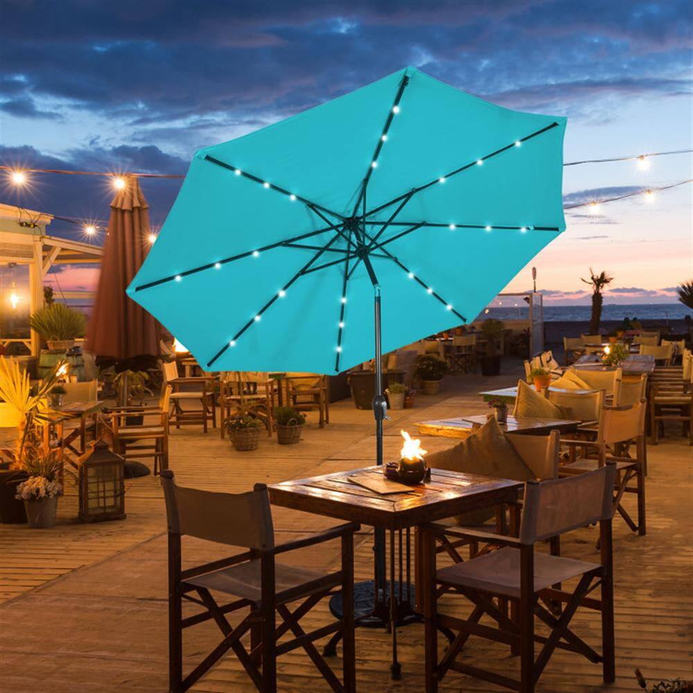 Alt View 4. Kadyn - Outdoor Garden UmbrellaMarket Umbrella10 Feet Outdoor Patio Umbrella with Bright Solar LED Lights Turquoise - Blue.