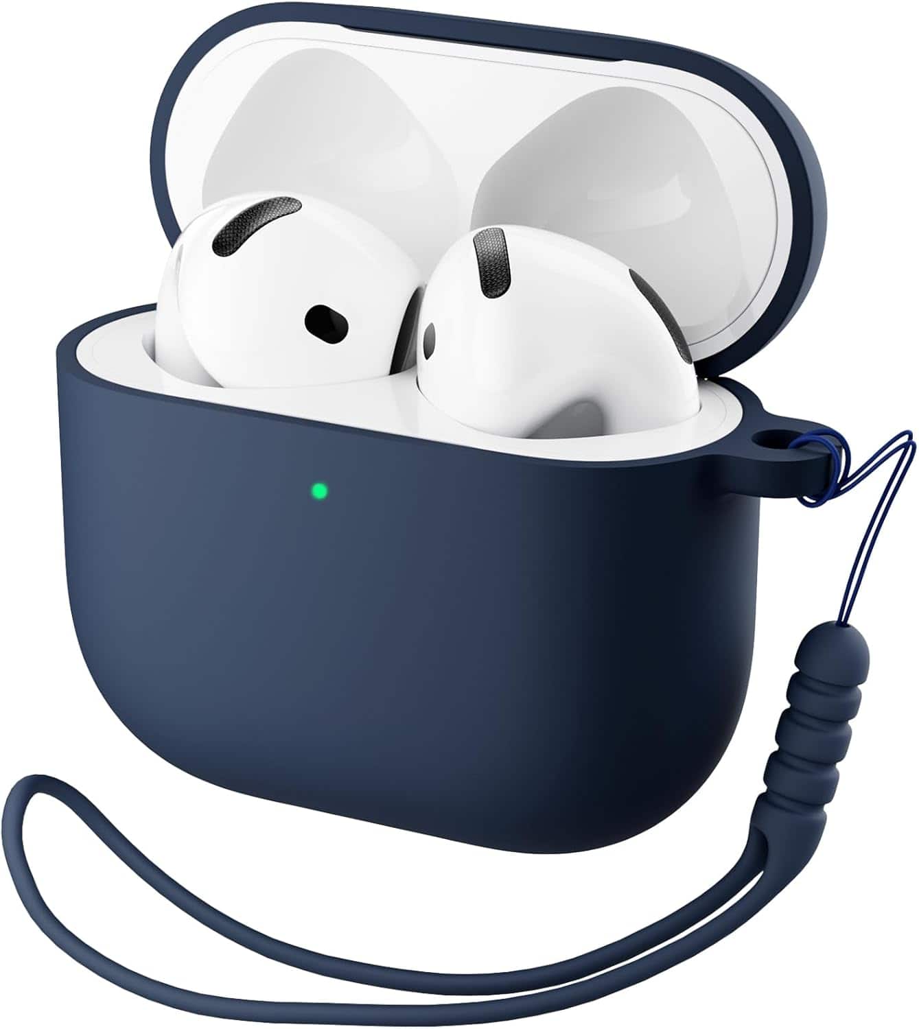 Front. Ornarto - ORNARTO for AirPods 4th Generation Case(2024), Soft Silicone Full Protective Cover with LED Visible - Navy Blue - Navy Blue.