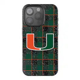 Keyscaper - NCAA - Miami Hurricanes Plaid Bling iPhone Case - 14 - Black