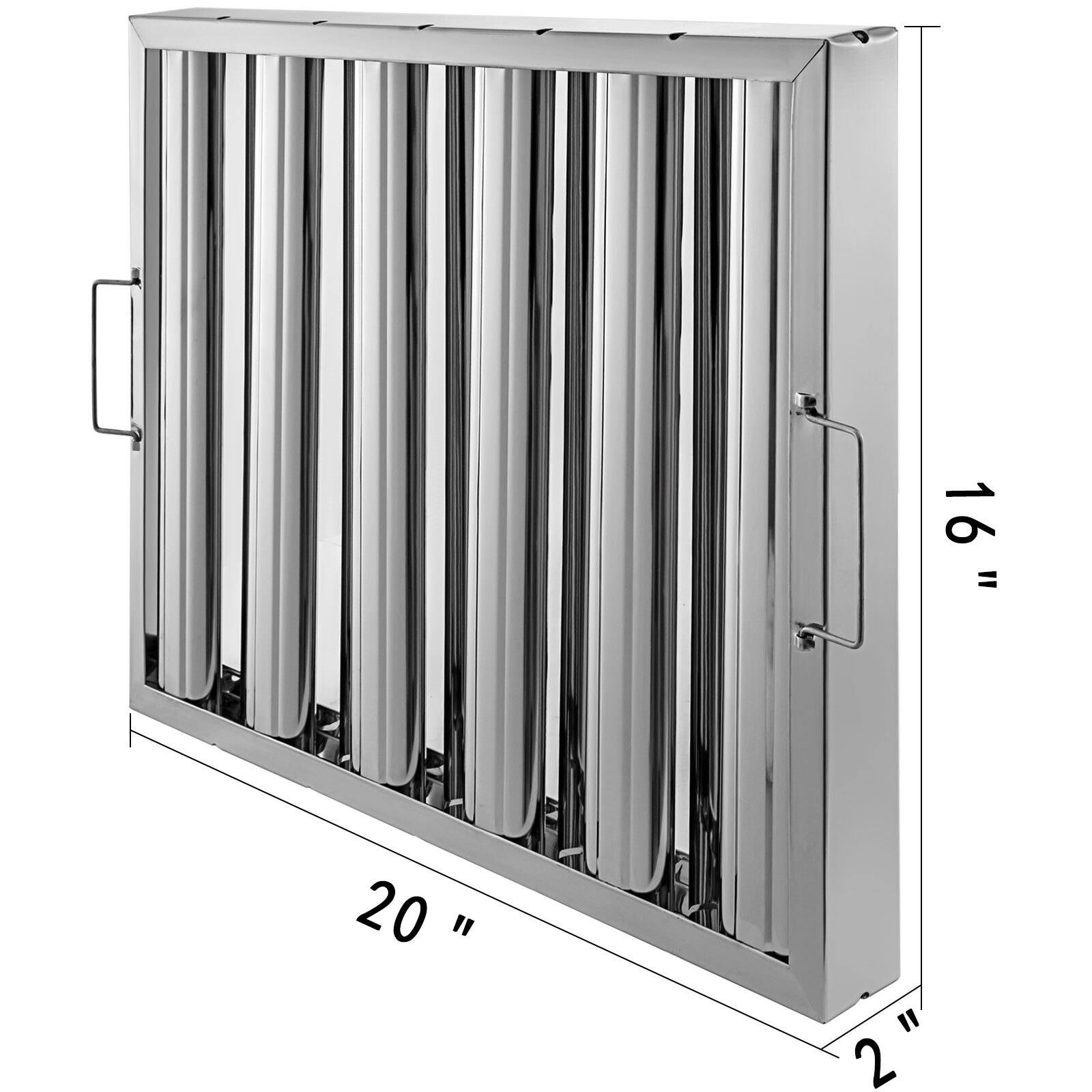 Alt View 1. Glintex - 6 Pack 19.5" x 15.5" Stainless Steel Hood Filters 5 Groove Commercial Range Hood Grease Filter for Kitchen Exhaust.