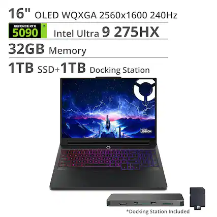 16" OLED WQXGA 2560x1600 240Hz
GEFORCE RTX 5090
Intel Ultra 9 275HX
32GB Memory
1TB SSD + 1TB Docking Station
*Docking Station Included