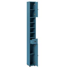 Costway - Slim Bathroom Tall Cabinet with 2 Doors, 1 Drawer & 5 Adjustable Shelves for Home - Blue