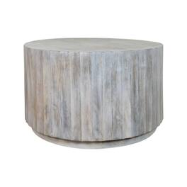Carolina Chair & Table - Harrison 30" Scallop Side Round Top Coffee Table - Whitewash - White