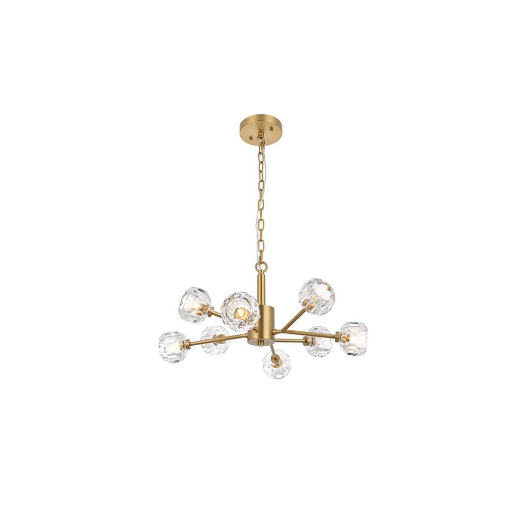 Left. Elegant Lighting - Graham 8 Light Pendant in Gold - Gold And Clear.