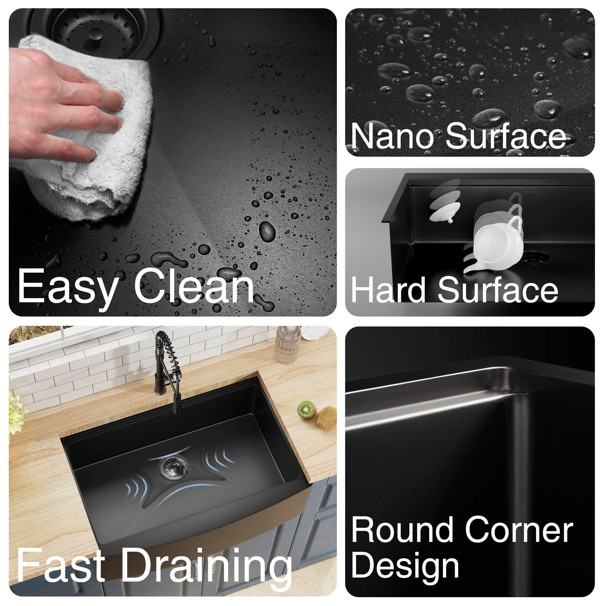 - Easy Clean
- Nano Surface
- Hard Surface
- Fast Draining
- Round Corner Design
