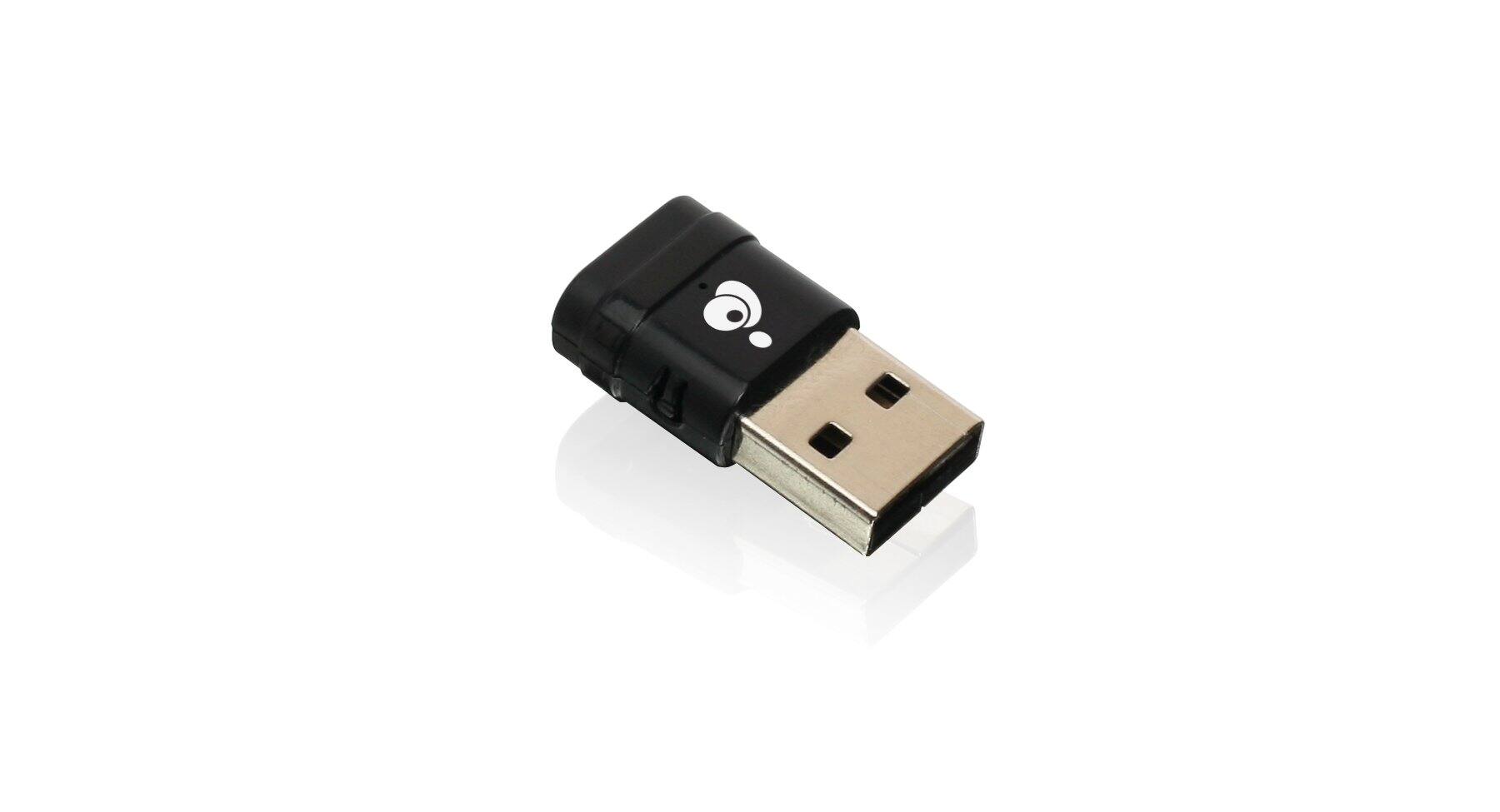 Front. IOGEAR - AC600 Mini Wireless Dual-Band USB Adapter GWU635 802.11ac 433Mbps 5GHz 150Mbps 2.4GHz LED Indicator - Black.
