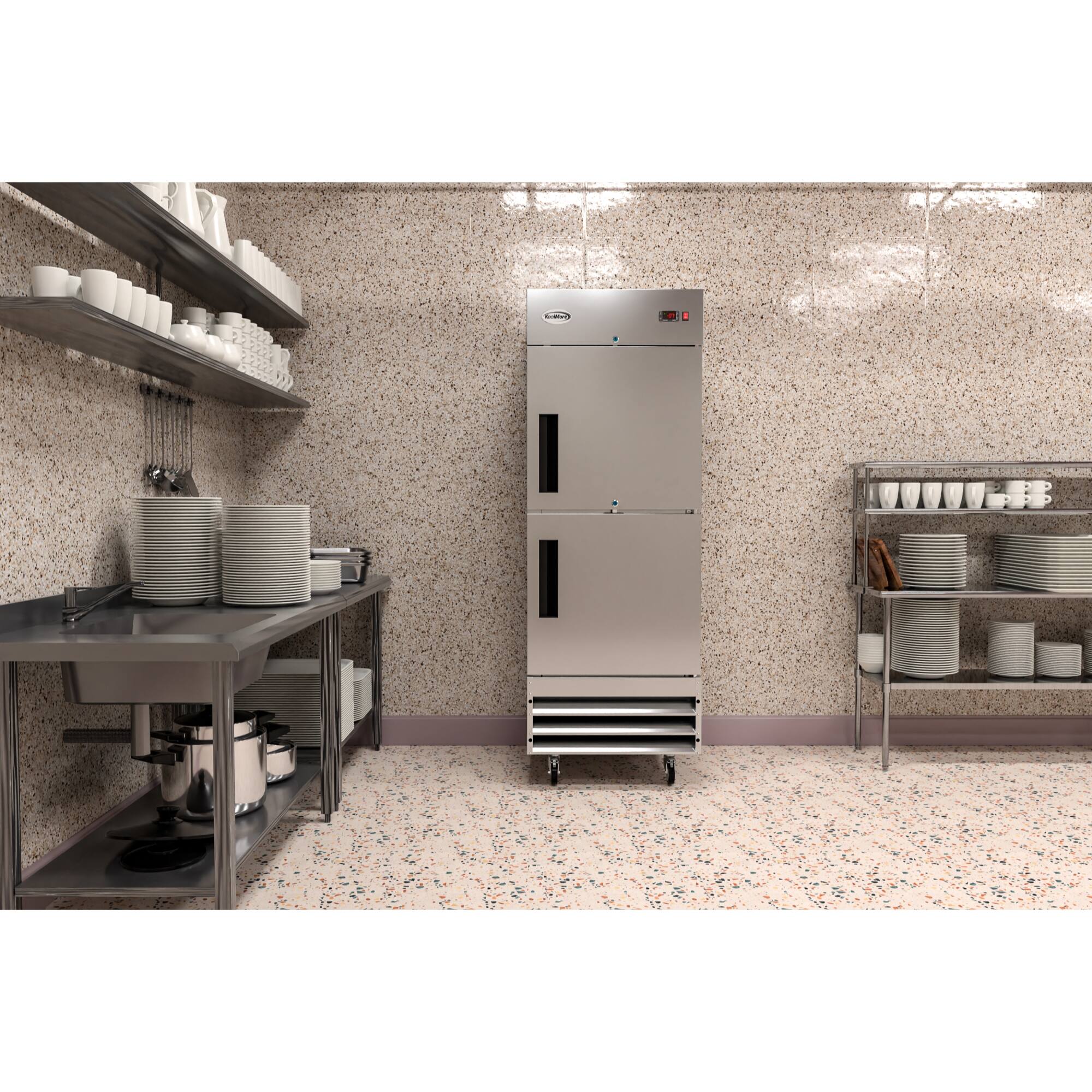 Alt View 9. Koolmore - 29 in. Commercial Stainless Steel Solid Half Door Reach-In Freezer 23 cu. ft. RIF-1D-SSHD - Stainless steel.