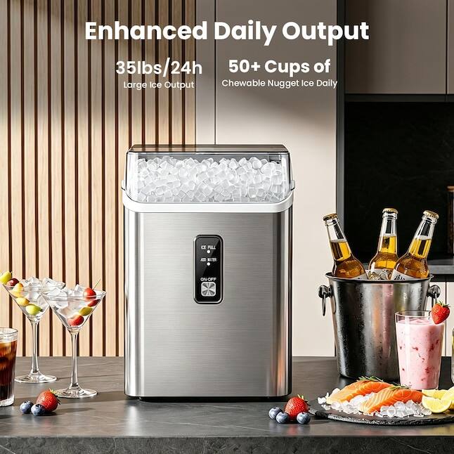 Enhanced Daily Output  
35lbs/24h  
50+ Cups of Chewable Nugget Ice Daily  
CE FULL  
KOO WATER  
ON-OFF