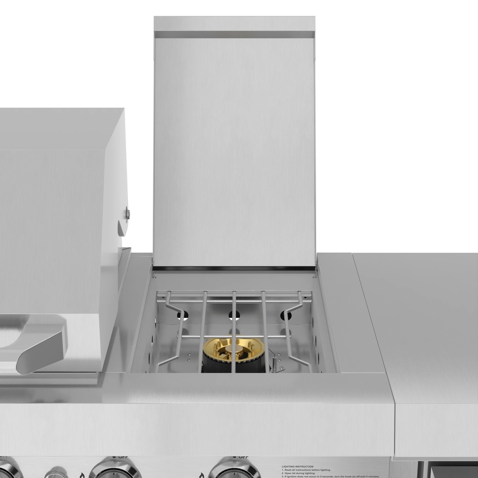 Alt View 7. Koolmore - KoolMore Reserve Outdoor Kitchen Island with 6 Burner Grill and Side Burner, Sink, Storage Cabinet and Refrigerator - Stainless Steel.