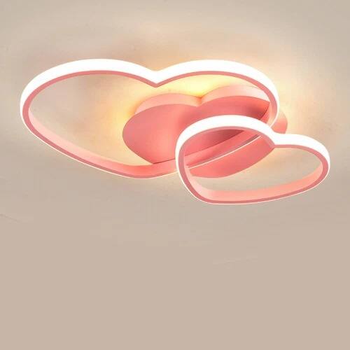 Alt View 2. Home Collection - LED Acrylic Heart-Shaped Ceiling Light Fixture Dimmable Modern Pink Chandelier with Remote Control.