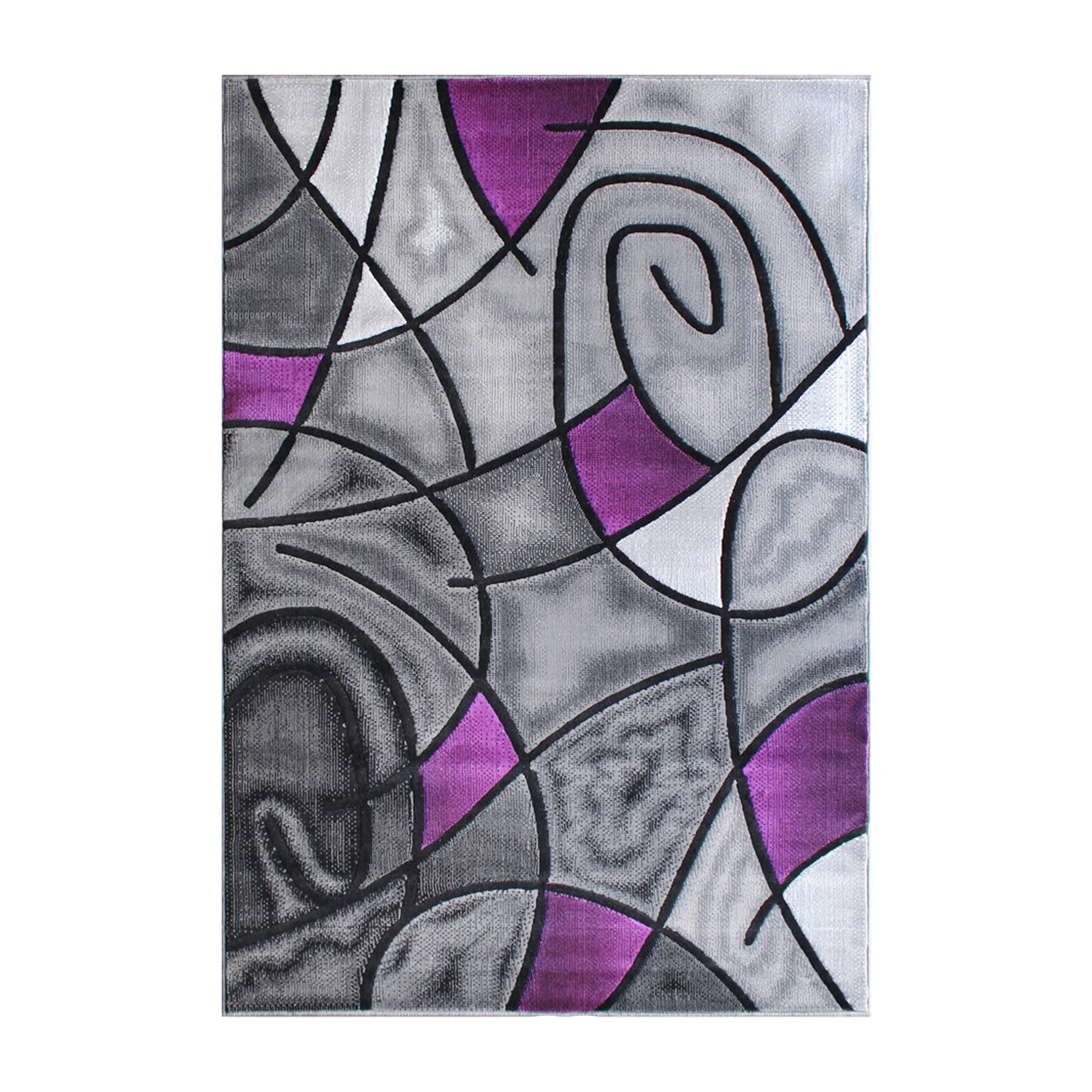 Alt View 1. Emma + Oliver - Urbane Contemporary Abstract Geometric Olefin Accent Rug in Gradient Shades with Natural Jute Backing - Purple.