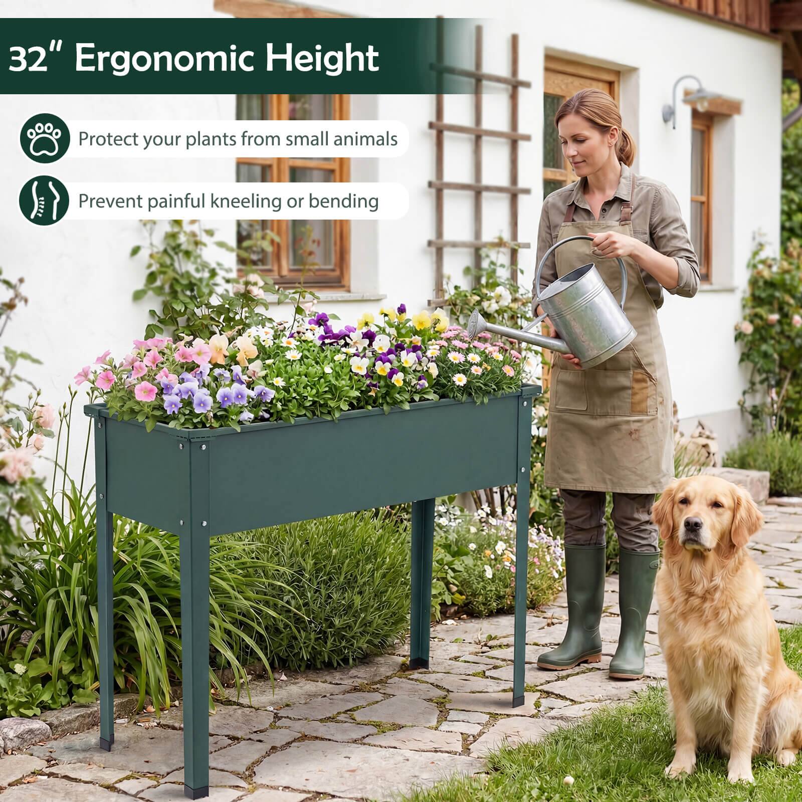 32" Ergonomic Height

- Protect your plants from small animals
- Prevent painful kneeling or bending