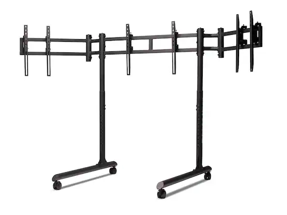 Front. Next Level Racing - Round Tube Freestanding Triple Monitor Stand - Black.