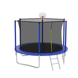 Anysun - 10FT Outdoor Trampoline with Basketball Hoop & Ladder - Safety Enclosure, Fast Assembly, ASTM Approved for Backyard