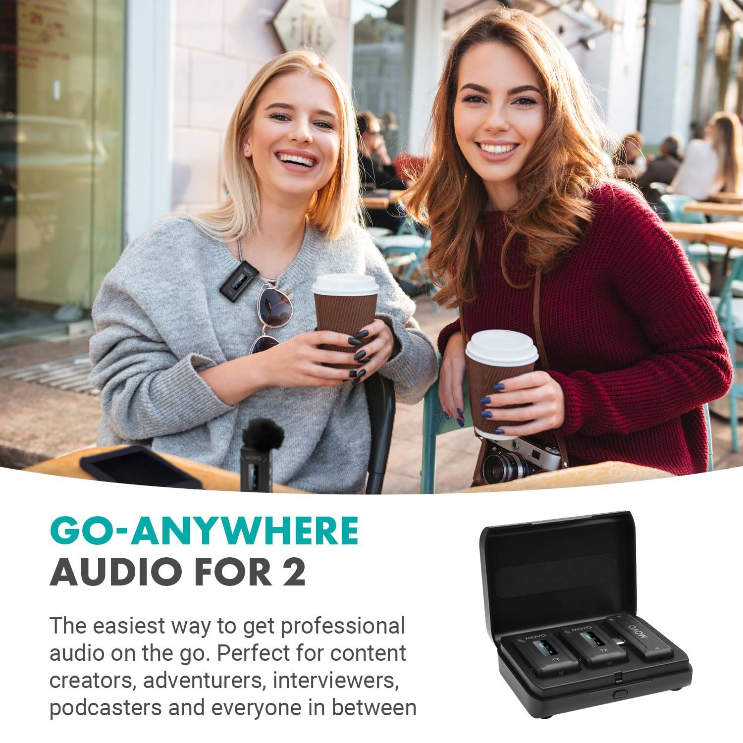 GO-ANYWHERE AUDIO FOR 2

The easiest way to get professional audio on the go. Perfect for content creators, adventurers, interviewers, podcasters and everyone in between.