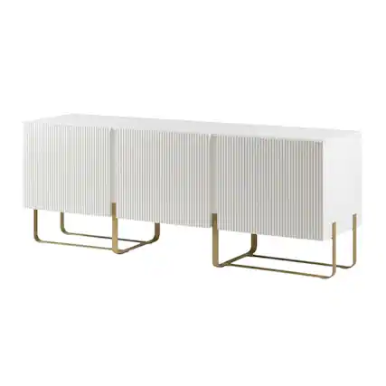 Front. Starlight Canyon Home - White Modern Wood TV Stand with 3 Cabinets for Living Room Storage - White.