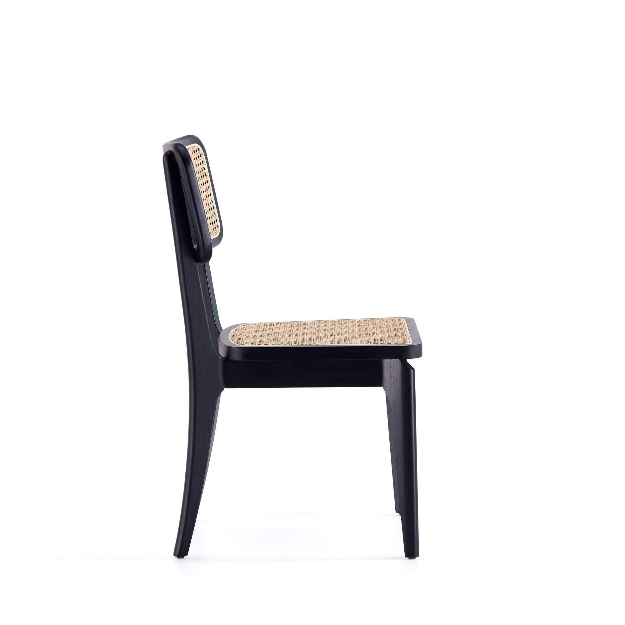Alt View 1. Manhattan Comfort - Giverny Industry Chic Wood Dining Chair - Set of 2 - Black and Natural.