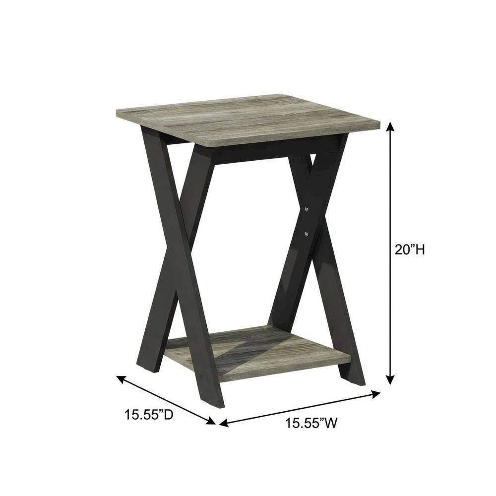 FurniFact - French Oak and Black Nightstand with Modern Cross Design - French Oak/Black price history on PriceWatchPro