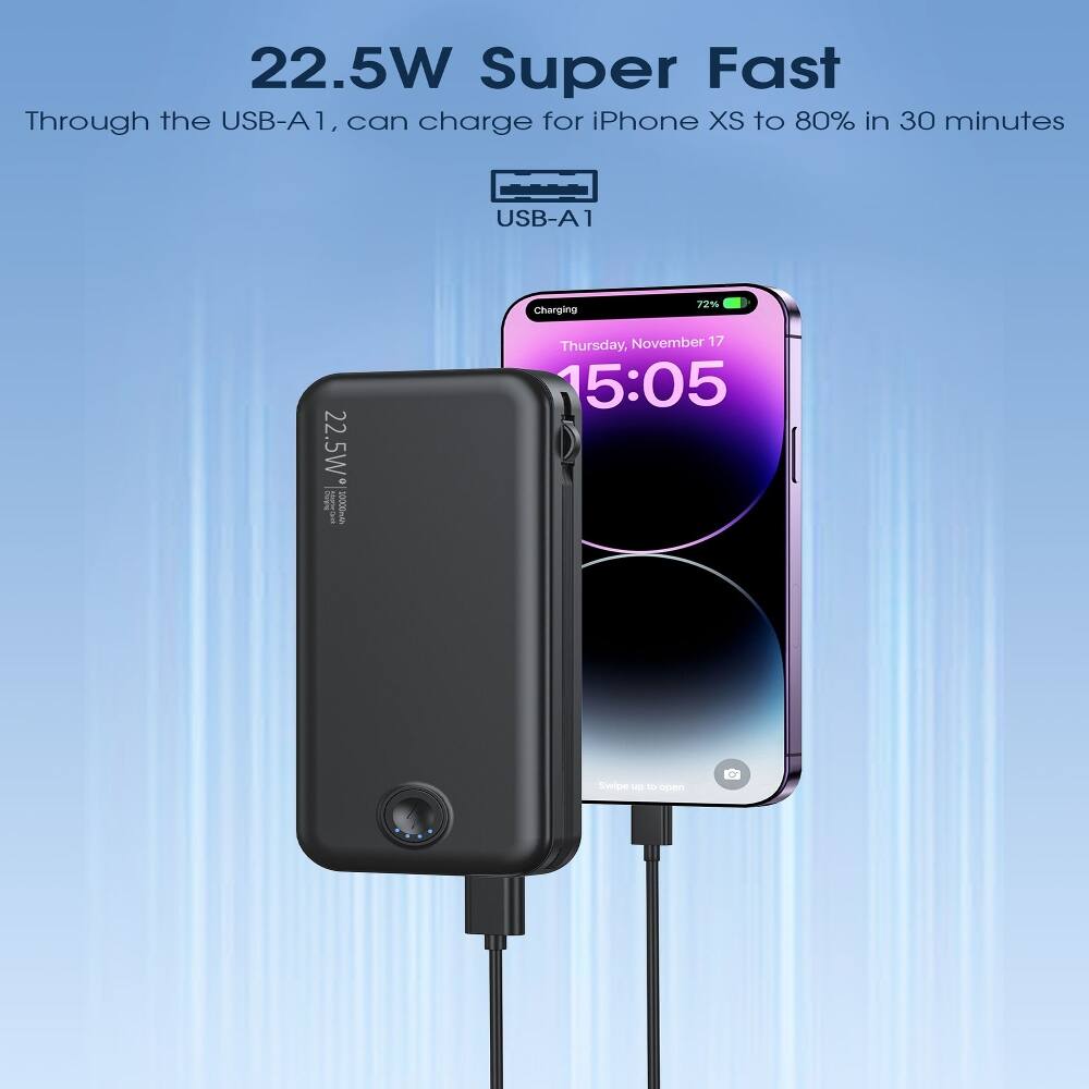 22.5W Super Fast Through the USB-A1, can charge for iPhone XS to 80% in 30 minutes

USB-A1
Charging
72%
22.5W
10000 Dail
Thursday, November 17 15:05
Swipe up to open
