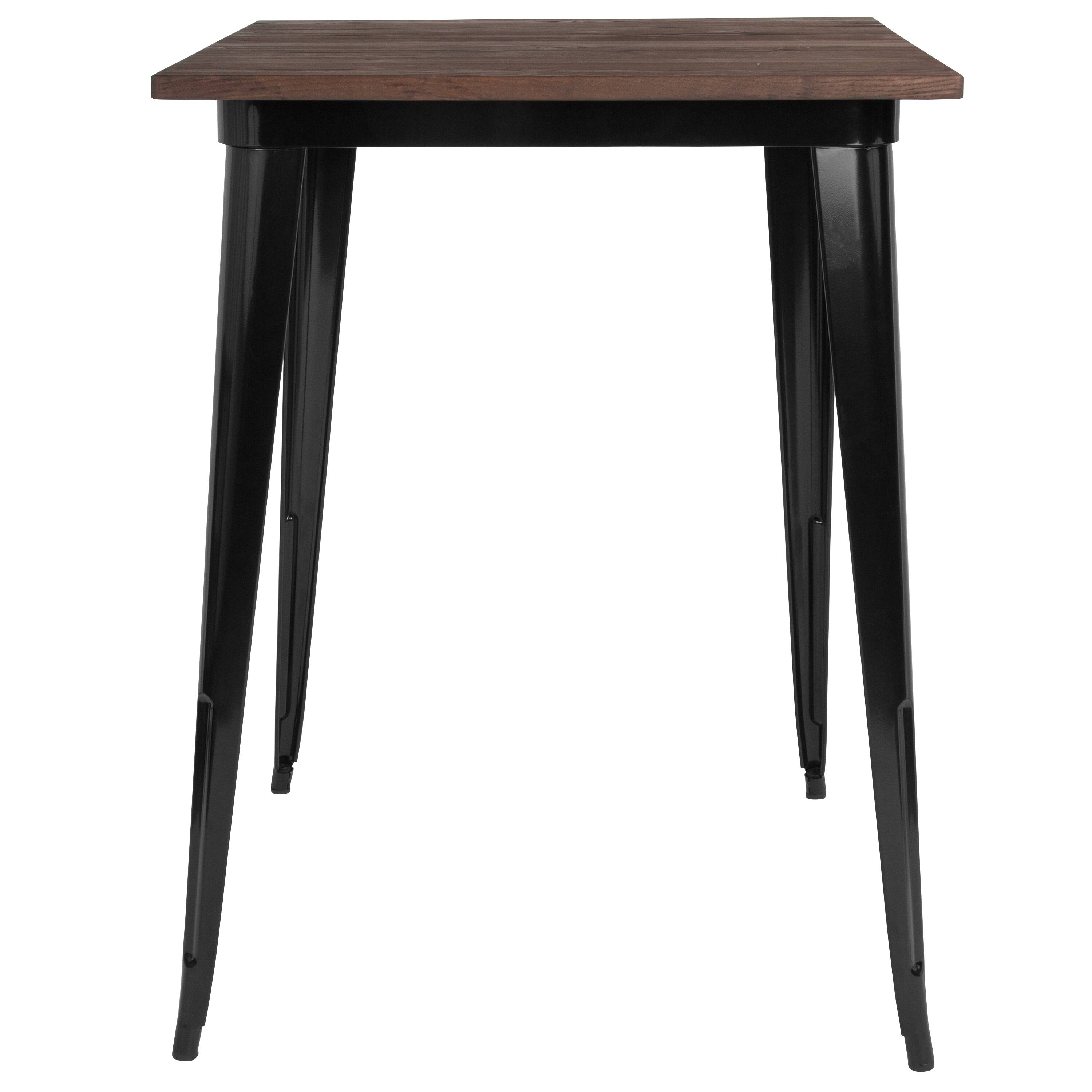 Alt View 2. Emma + Oliver - 31.5" Square Wood/Metal Indoor Bar Height Table - Black.