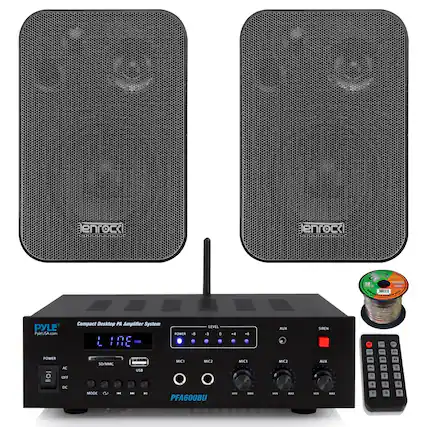 lenrock enrock
fdioe - Torttit PYLE PyleUSA.com Compact Desktop PA Amplifier System L 10E
- AME POWER 4 LEVEL + .4 1. AUX SIREN
- a POWER AC o OFF DC SO/M MODE a
- Ua - - MICT MIC3 PFA600BU MIC1 - MAN MIC3 - i ALTX - i - - 4 7 - a 5 . - . a E .