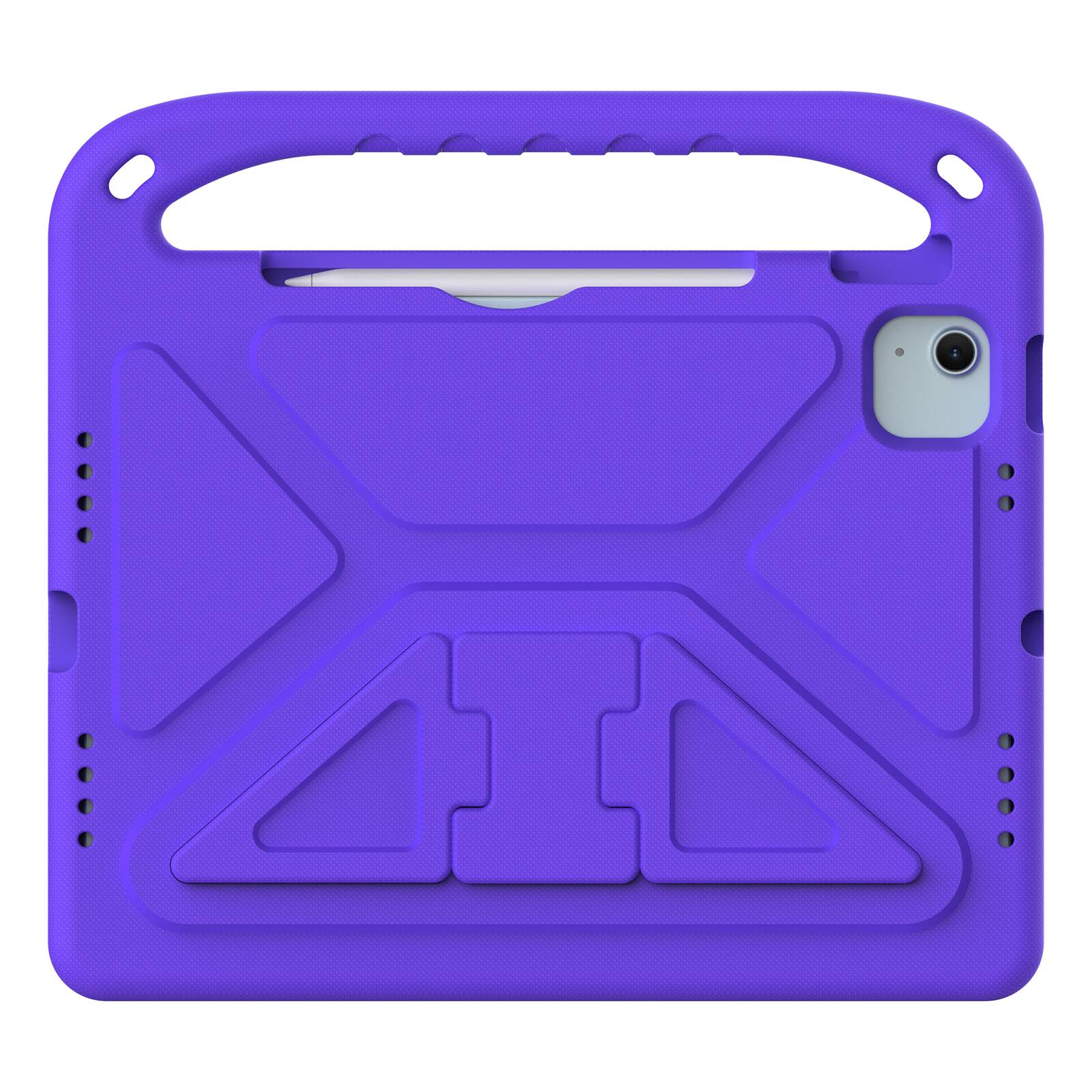 Angle. UUCOVER - Lightweight EVA Case for iPad Air 11-inch M4 M3 M2 (2026/2025/2024) Shockproof Handle Kickstand Anti-Slip Cover - Purple.