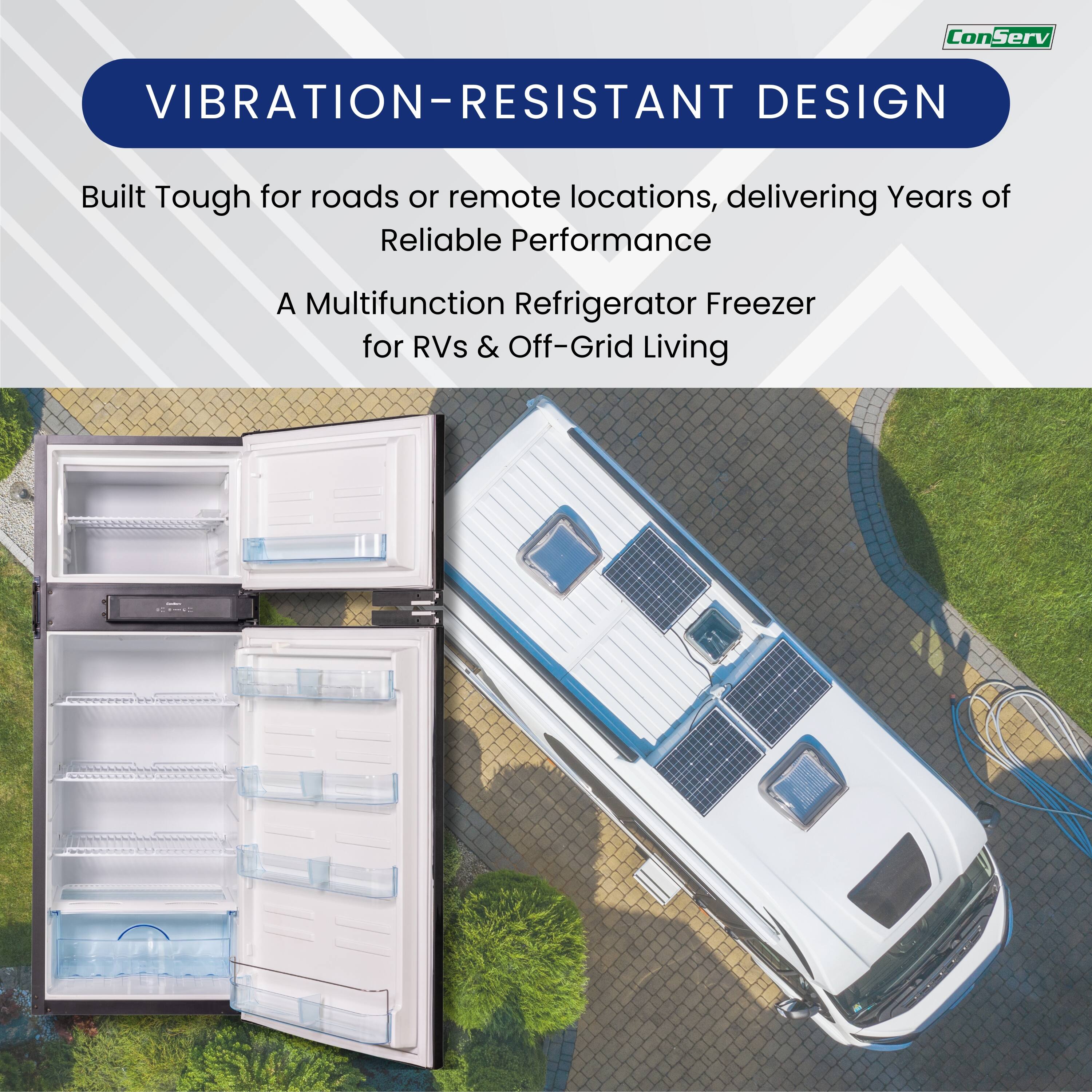 Vibration-Resistant Design

Built Tough for roads or remote locations, delivering Years of Reliable Performance

A Multifunction Refrigerator Freezer for RVs & Off-Grid Living