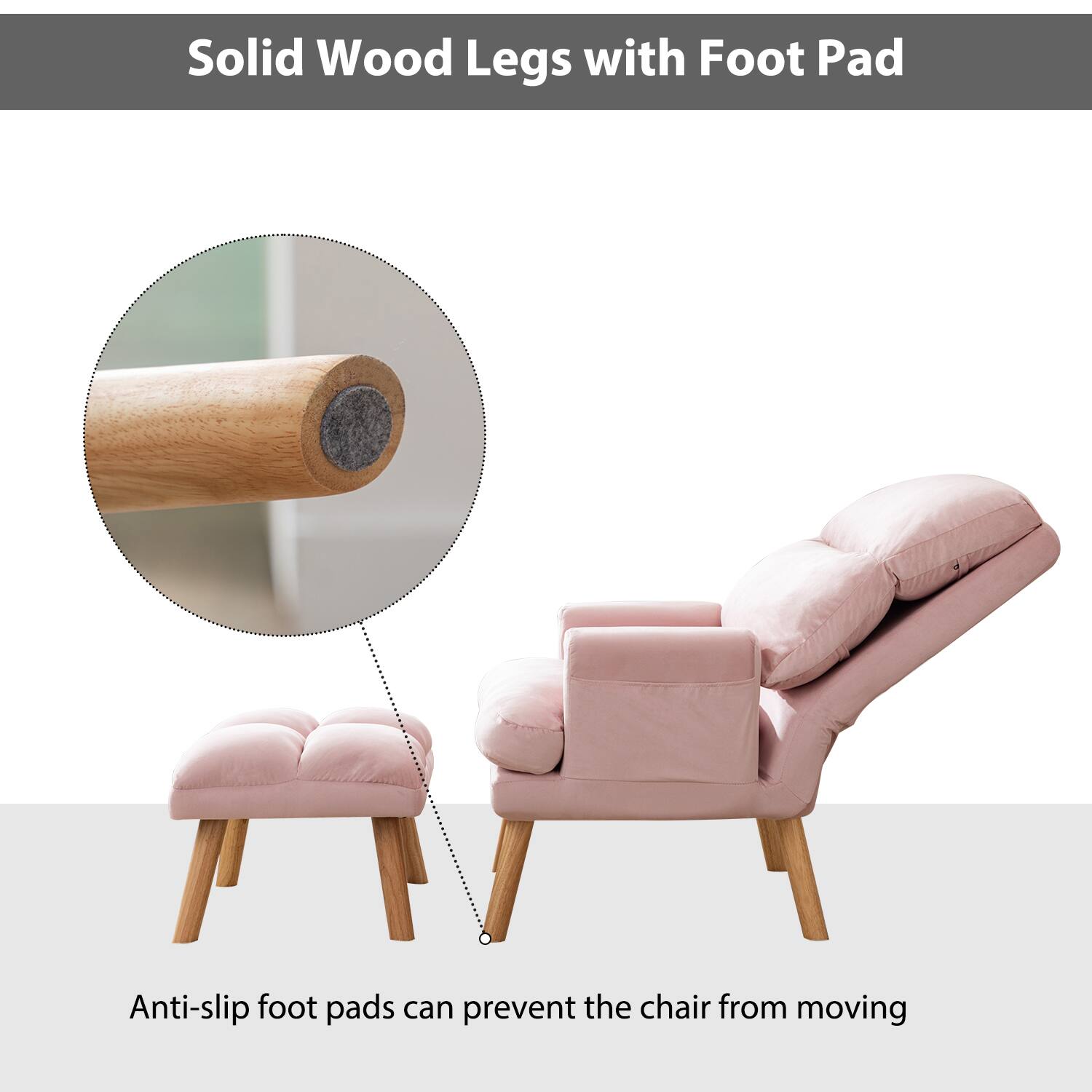 Solid Wood Legs with Foot Pad

Anti-slip foot pads can prevent the chair from moving