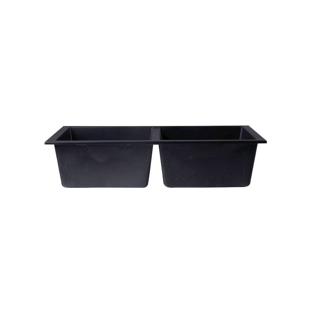 Alt View 1. Alfi - Black 34" Undermount Double Bowl Granite Composite Kitchen Sink - Black.