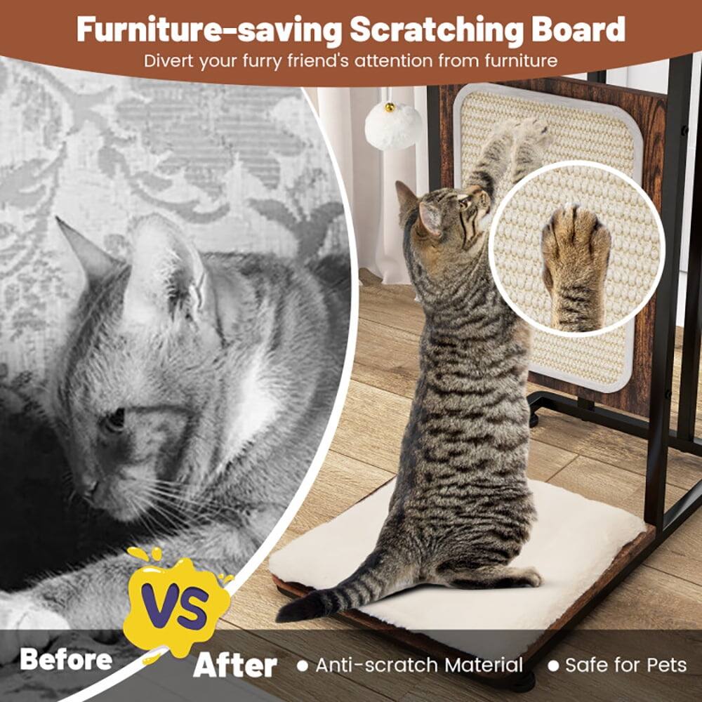 Furniture-saving Scratching Board  
Divert your furry friend's attention from furniture  

Before  
After  

Anti-scratch Material  
Safe for Pets