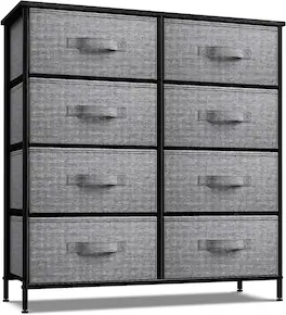 Sorbus - 8 Drawers Dresser- Storage Unit with Steel Frame, Wood Top, Fabric Bins - for Bedroom, Closet, Office, and more - Black