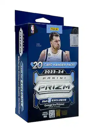 PRIZM PANINI
White Ice Look Prizms for Rookie Variations!
EXCLUSIVE
2023-24 PANINI PRIZM
CARD HANGER PACK!
Find 3 EXCLUSIVE Orange Ice Prizms!
per pack, on average
OFFICIAL PANINI NFTS NBA
LUKA DONCIC
chime
PANINI
NBA