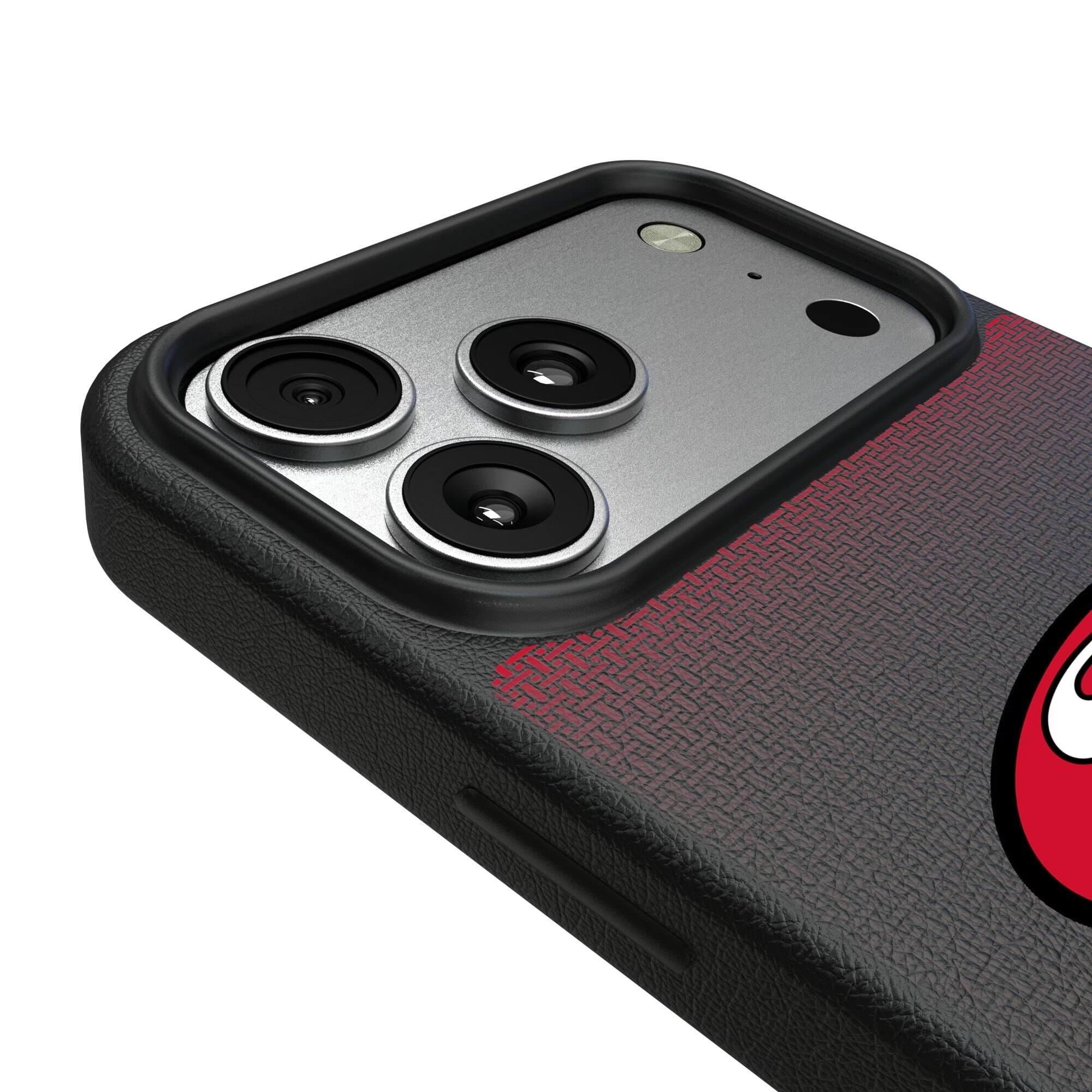 Alt View 2. Keyscaper - San Francisco 49ers Linen Logo iPhone Magnetic Bump Case - 15 Pro Max - Black.