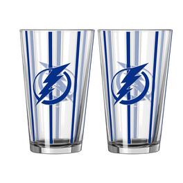 Logo Brands - Tampa Bay Lightning Two-Piece 16oz. Striped Pint Glass Set - Multicolor