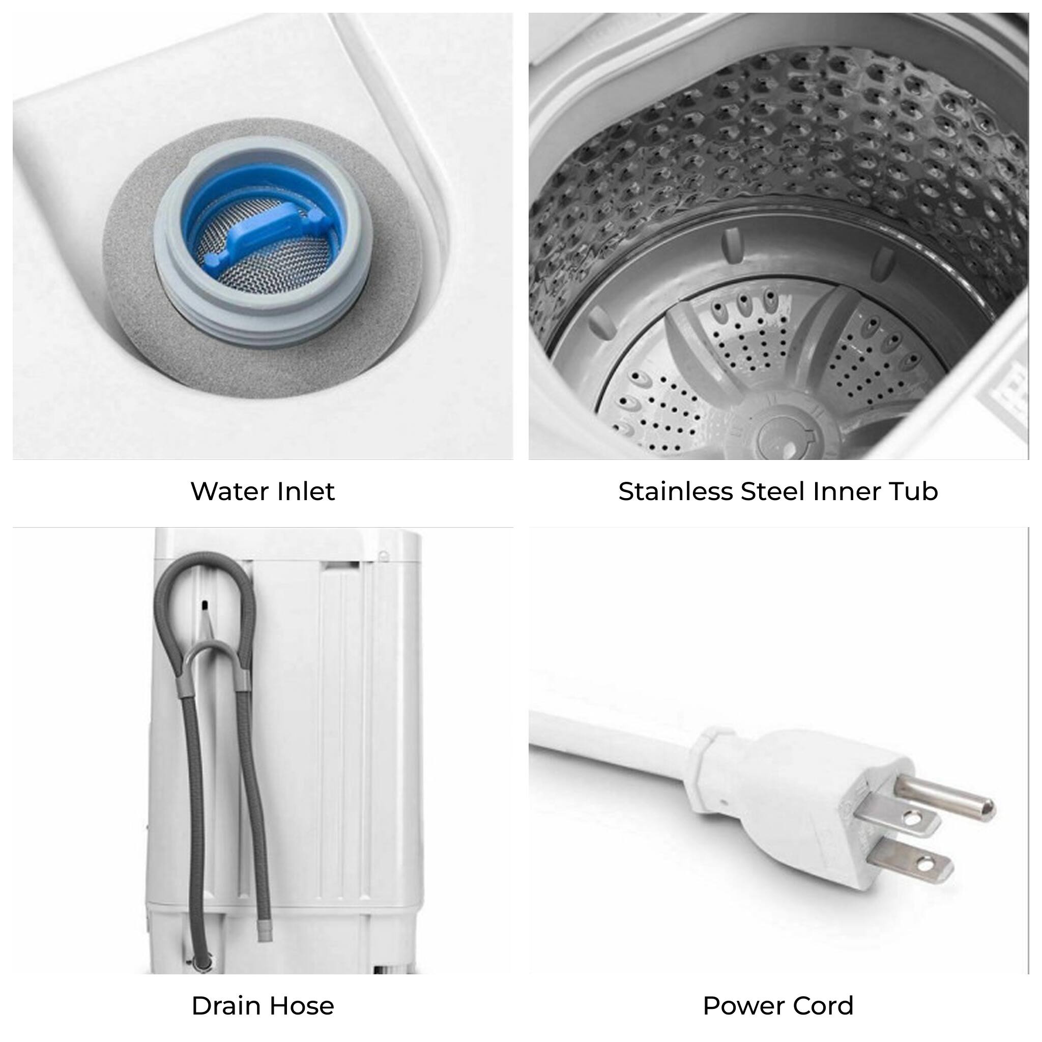 Water Inlet  
Stainless Steel Inner Tub  
Drain Hose  
Power Cord