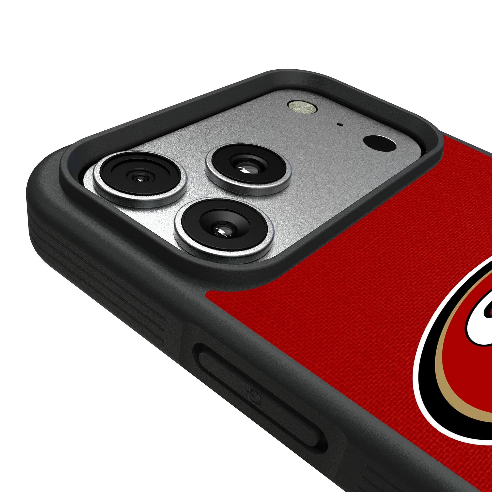 Alt View 2. Keyscaper - San Francisco 49ers iPhone Stripe Design Bump Case - 15 Plus - Multicolor.