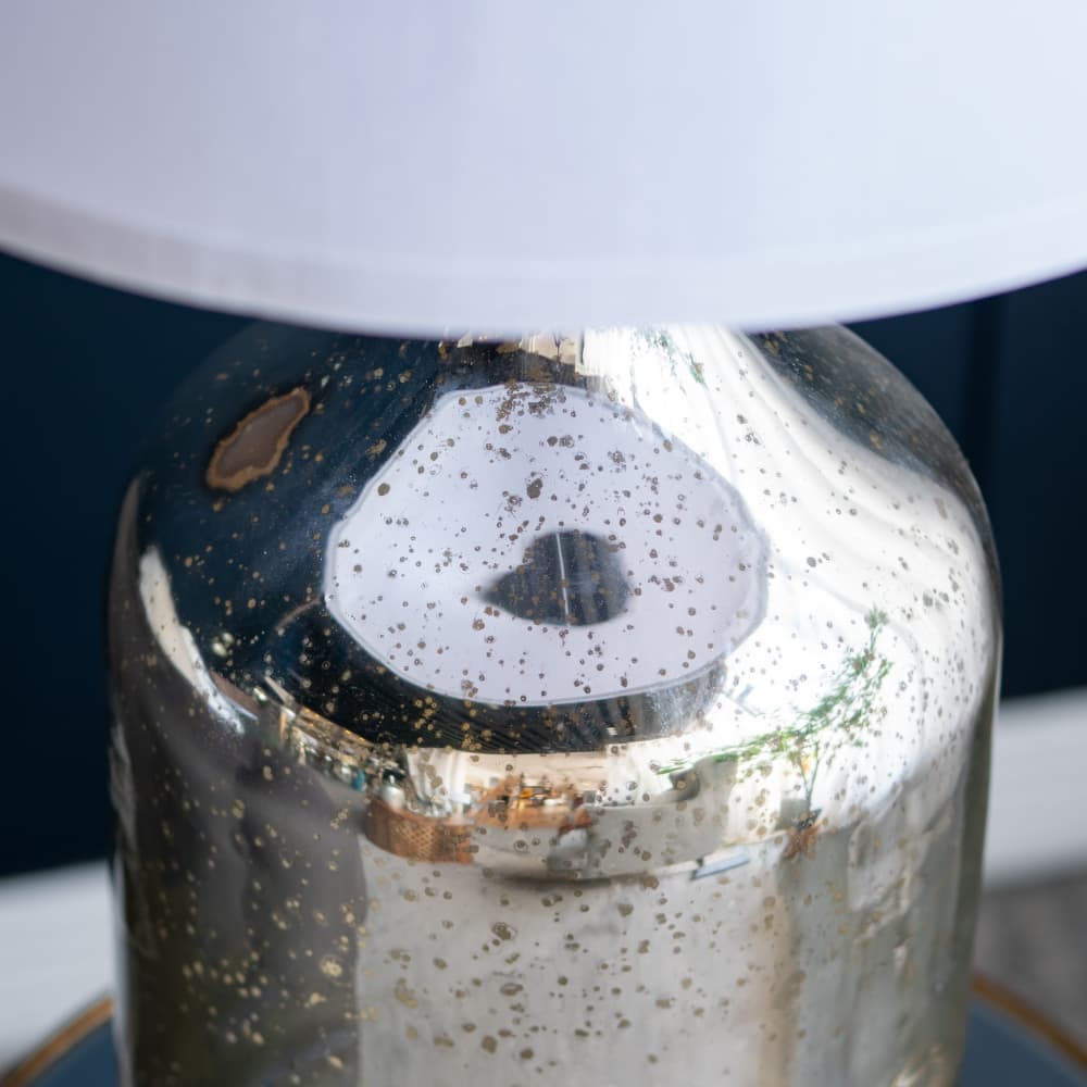 Alt View 7. Luckbyte - 18x32.2 Inch Silver Round Table Lamp With White Fabric Shade Assembly Required.