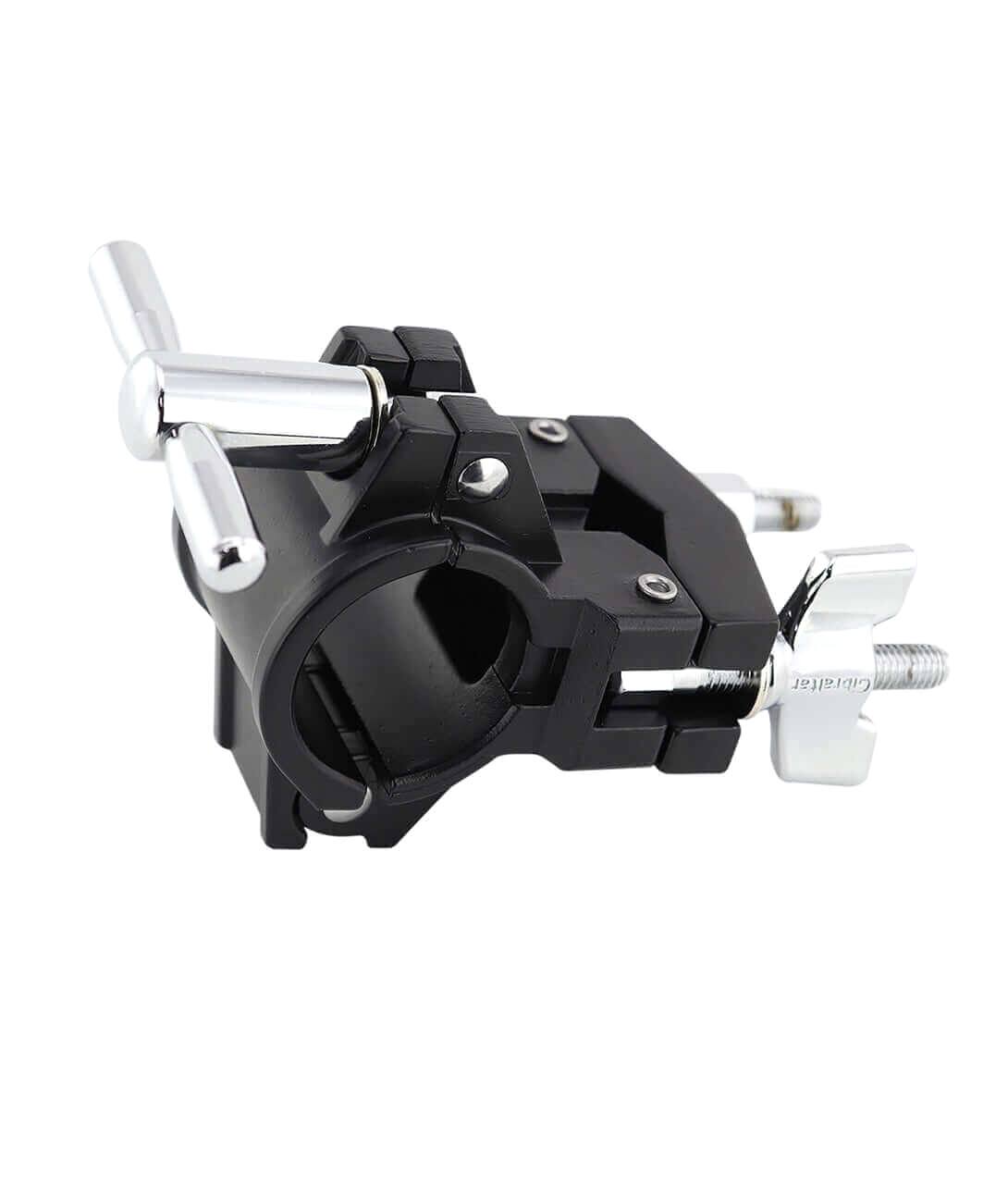 Left. Gibraltar Hardware - Power Rack Multi Clamp for 1.5-Inch Rack Bars, Mounts Toms, Cymbals, and Accessory Arms Securely to Drum Racks.