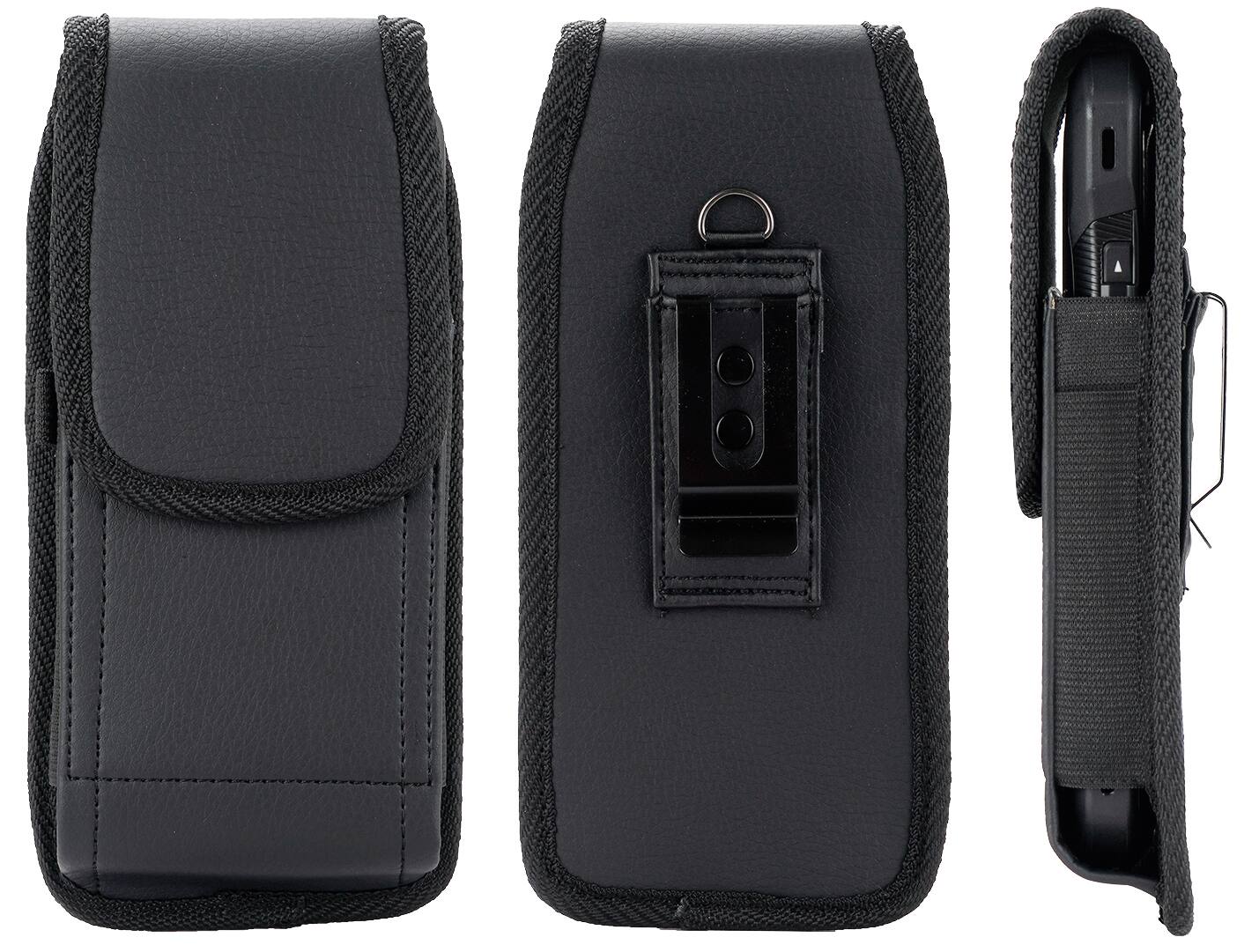 Alt View 3. Nakedcellphone - Vegan Leather Case Pouch with Clip and Belt Harness for Samsung Galaxy Z Fold 6 5 4 3 2, Google Pixel 9 Pro Fold - Black.